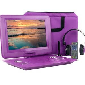 NWT Trexonic 13.3 Inch Portable TV+DVD Player-Purple